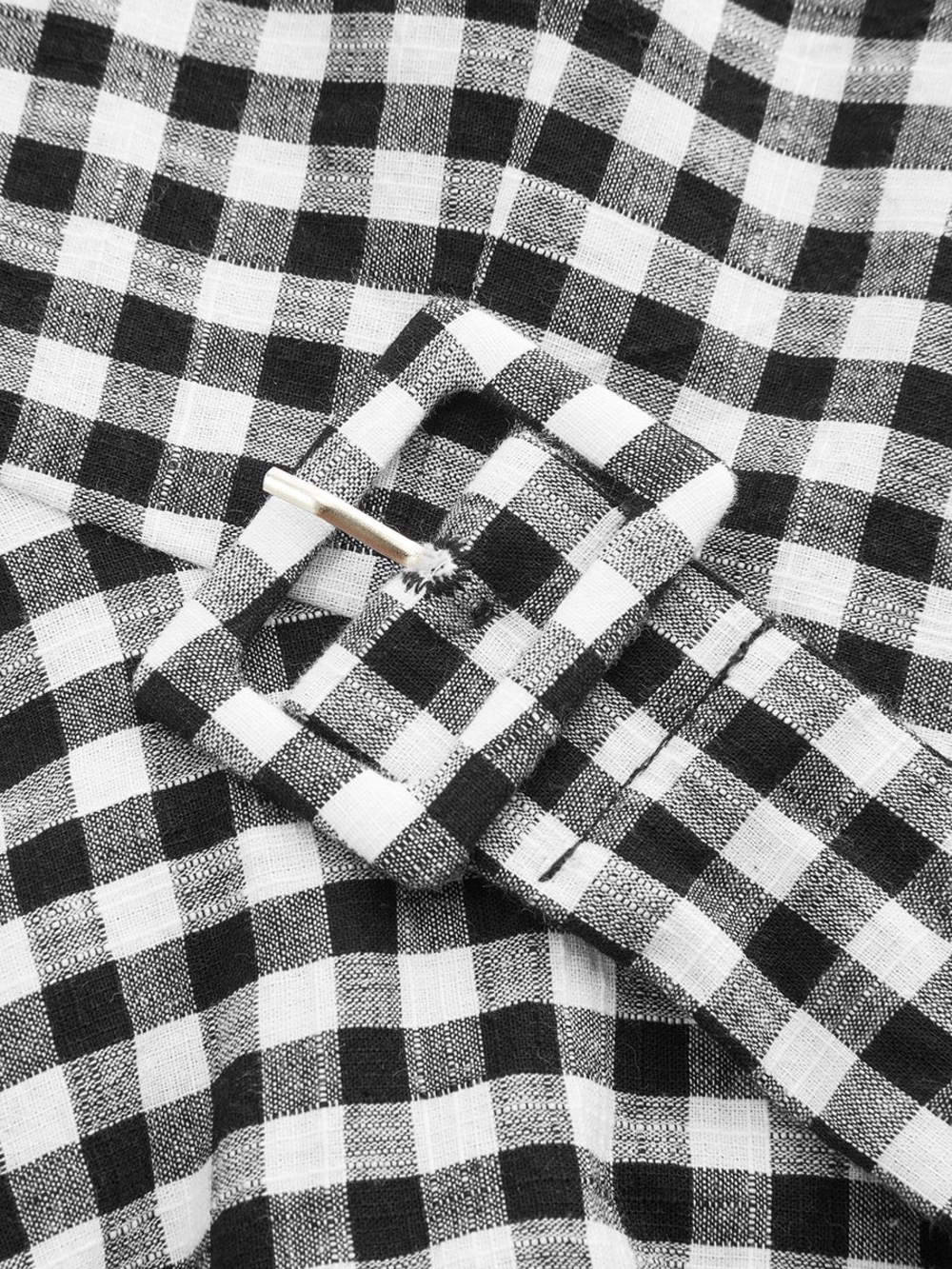 Commense Black and White Gingham Belted Midi Dress - Picture 7 of 8